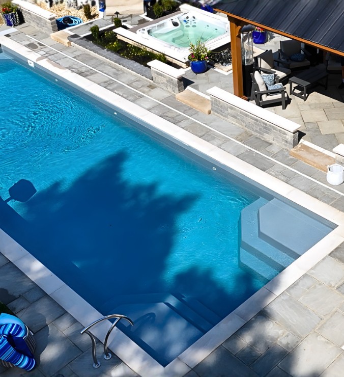 Luxor with Spillover Spa San Juan fiberglass pool